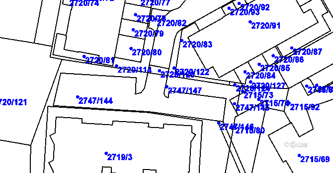 Parcela st. 2747/147 v KÚ Dejvice, Katastrální mapa