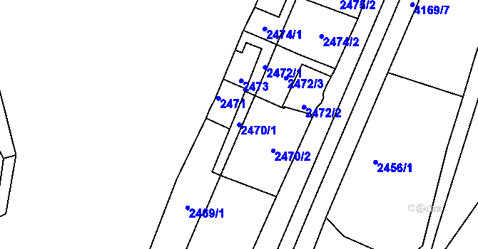 Parcela st. 2470/1 v KÚ Dejvice, Katastrální mapa