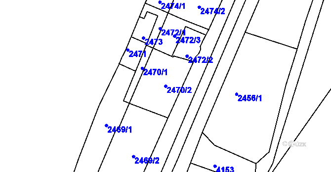 Parcela st. 2470/2 v KÚ Dejvice, Katastrální mapa
