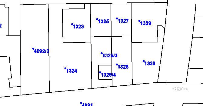 Parcela st. 1326/3 v KÚ Dejvice, Katastrální mapa