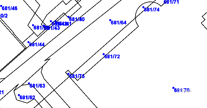 Parcela st. 681/72 v KÚ Dejvice, Katastrální mapa