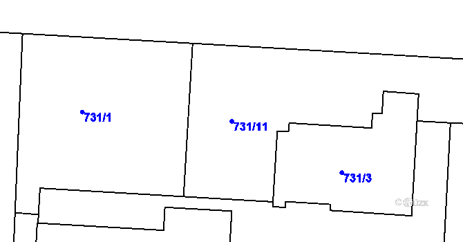 Parcela st. 731/11 v KÚ Dejvice, Katastrální mapa