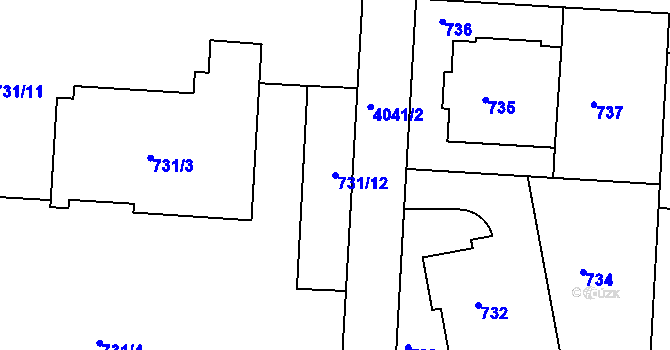 Parcela st. 731/12 v KÚ Dejvice, Katastrální mapa