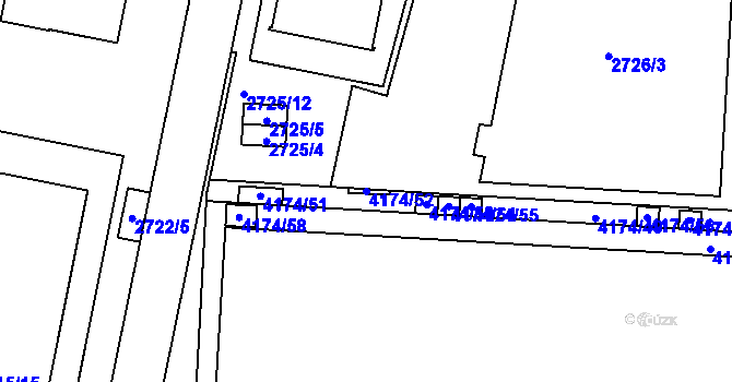 Parcela st. 4174/52 v KÚ Dejvice, Katastrální mapa