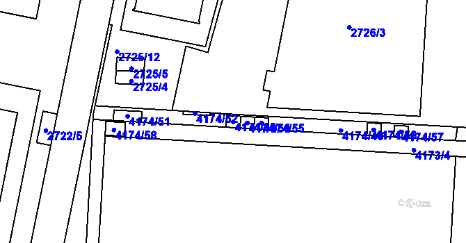 Parcela st. 4174/53 v KÚ Dejvice, Katastrální mapa