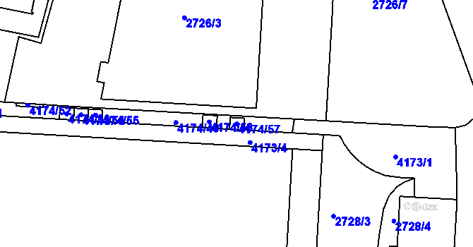 Parcela st. 4174/57 v KÚ Dejvice, Katastrální mapa