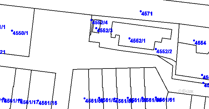 Parcela st. 4552/7 v KÚ Dejvice, Katastrální mapa