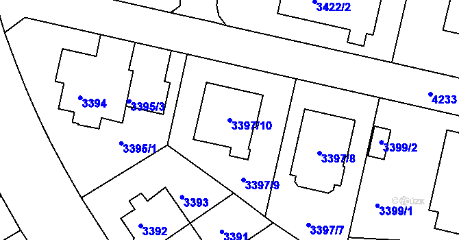 Parcela st. 3397/10 v KÚ Dejvice, Katastrální mapa