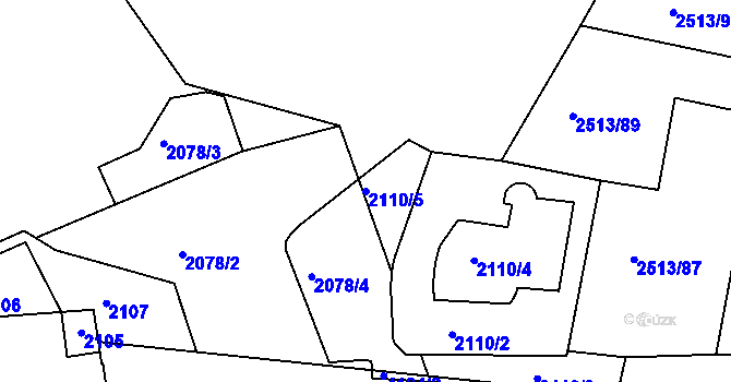 Parcela st. 2110/5 v KÚ Dejvice, Katastrální mapa