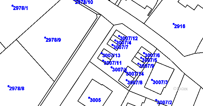 Parcela st. 3007/13 v KÚ Dejvice, Katastrální mapa