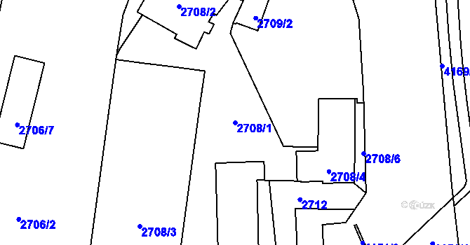 Parcela st. 2708/1 v KÚ Dejvice, Katastrální mapa