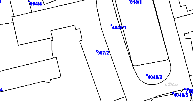 Parcela st. 907/2 v KÚ Dejvice, Katastrální mapa
