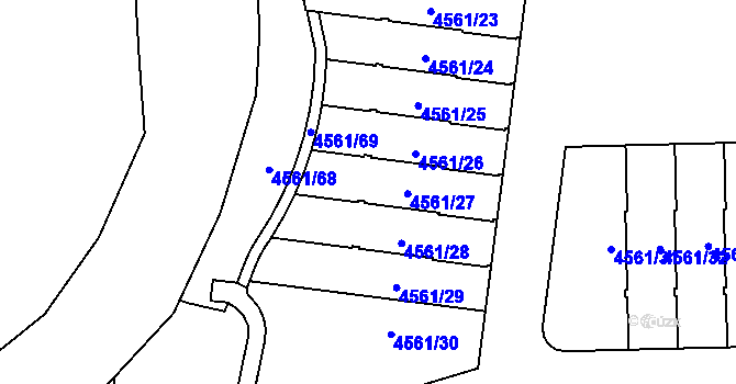 Parcela st. 4561/27 v KÚ Dejvice, Katastrální mapa