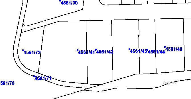 Parcela st. 4561/42 v KÚ Dejvice, Katastrální mapa