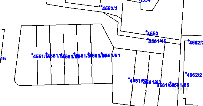 Parcela st. 4561/61 v KÚ Dejvice, Katastrální mapa