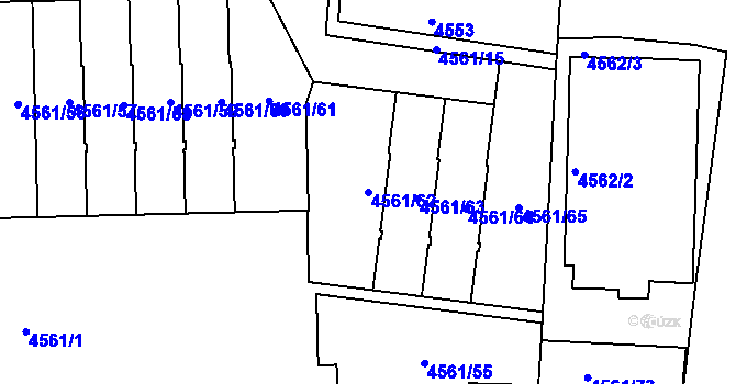 Parcela st. 4561/62 v KÚ Dejvice, Katastrální mapa