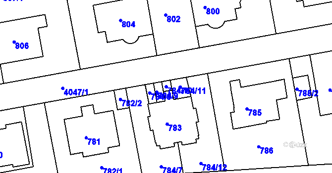 Parcela st. 784/10 v KÚ Dejvice, Katastrální mapa