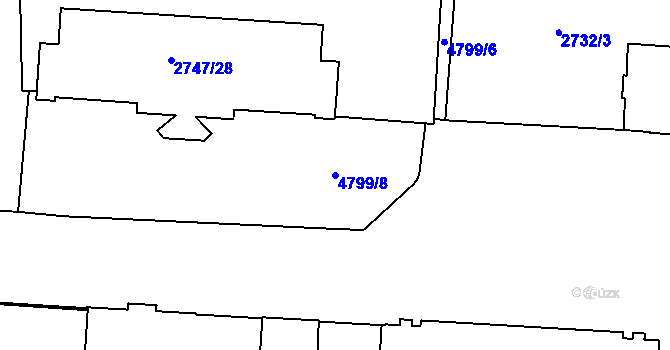 Parcela st. 4799/8 v KÚ Dejvice, Katastrální mapa