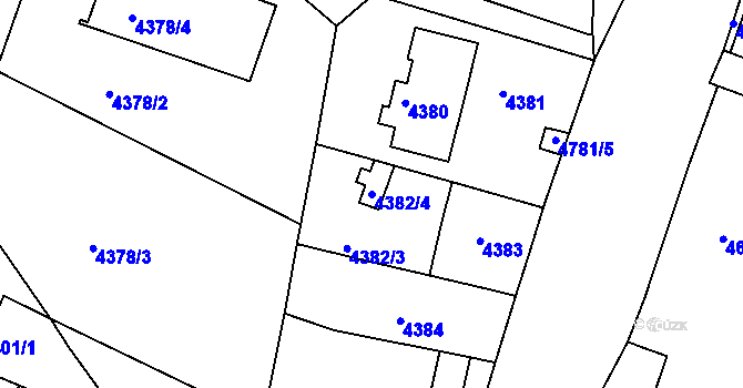 Parcela st. 4382/4 v KÚ Dejvice, Katastrální mapa