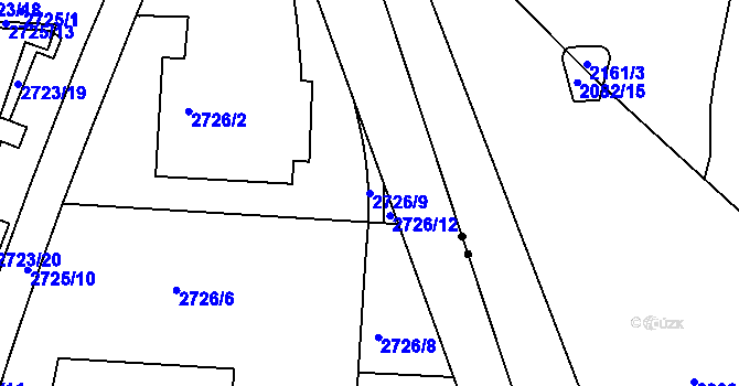 Parcela st. 2726/9 v KÚ Dejvice, Katastrální mapa