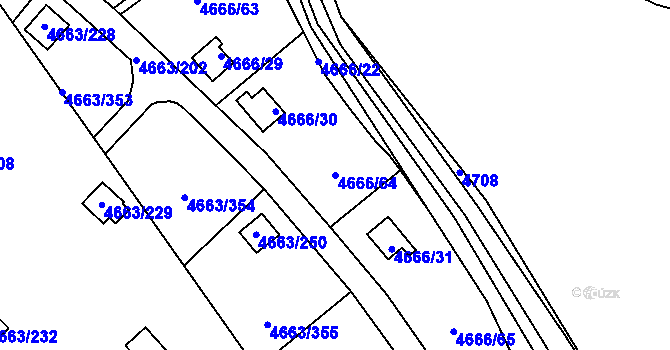 Parcela st. 4666/64 v KÚ Dejvice, Katastrální mapa