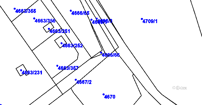 Parcela st. 4666/66 v KÚ Dejvice, Katastrální mapa