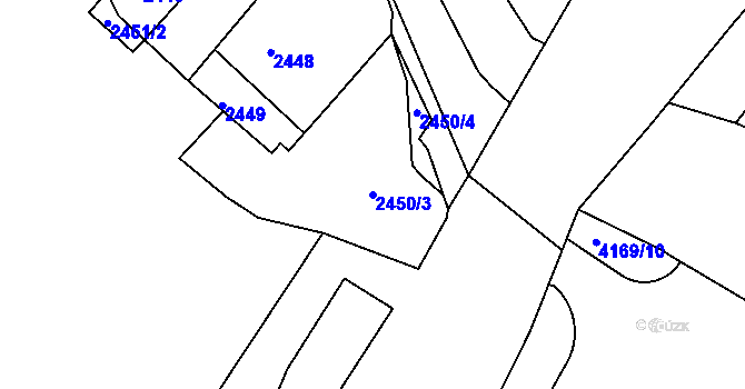 Parcela st. 2450/3 v KÚ Dejvice, Katastrální mapa