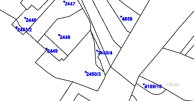 Parcela st. 2450/4 v KÚ Dejvice, Katastrální mapa
