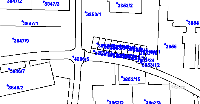 Parcela st. 3853/18 v KÚ Dejvice, Katastrální mapa
