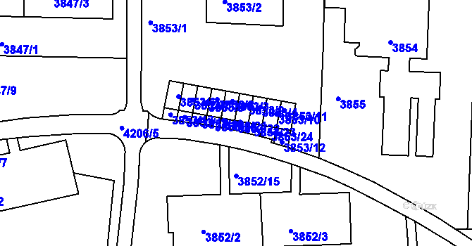 Parcela st. 3853/22 v KÚ Dejvice, Katastrální mapa