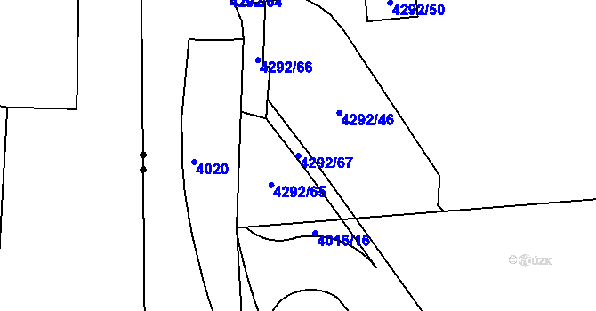 Parcela st. 4292/67 v KÚ Dejvice, Katastrální mapa