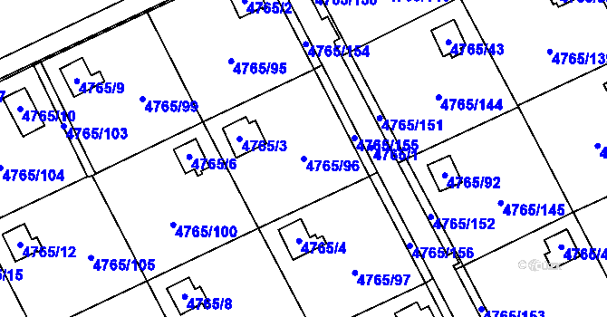 Parcela st. 4765/96 v KÚ Dejvice, Katastrální mapa