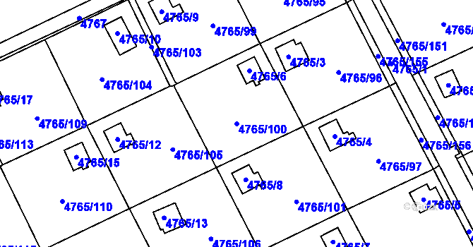 Parcela st. 4765/100 v KÚ Dejvice, Katastrální mapa