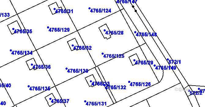 Parcela st. 4765/125 v KÚ Dejvice, Katastrální mapa