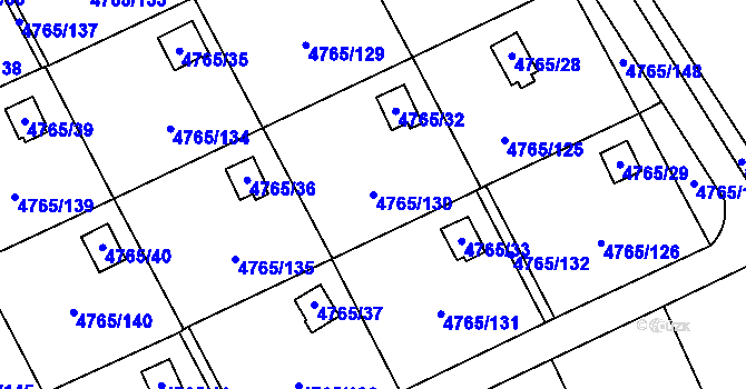 Parcela st. 4765/130 v KÚ Dejvice, Katastrální mapa