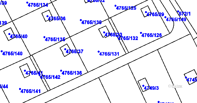 Parcela st. 4765/131 v KÚ Dejvice, Katastrální mapa