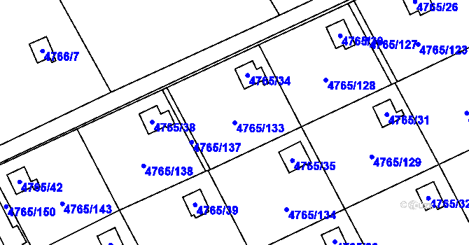 Parcela st. 4765/133 v KÚ Dejvice, Katastrální mapa