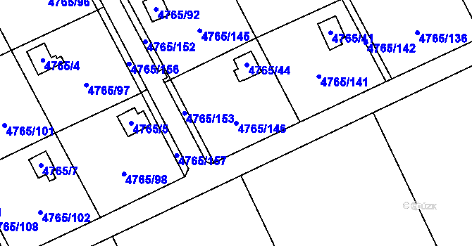 Parcela st. 4765/146 v KÚ Dejvice, Katastrální mapa