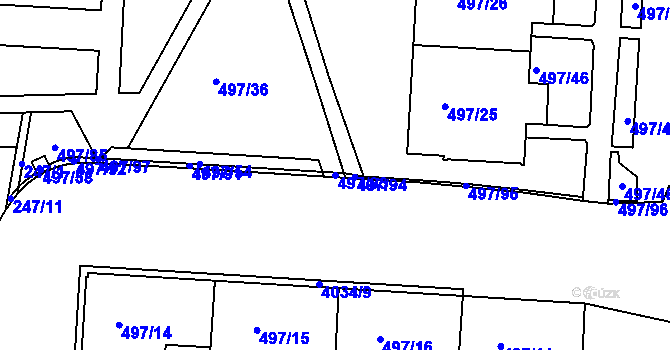 Parcela st. 497/93 v KÚ Dejvice, Katastrální mapa