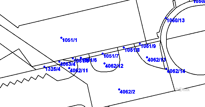 Parcela st. 1051/7 v KÚ Dejvice, Katastrální mapa