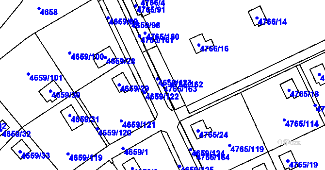 Parcela st. 4765/163 v KÚ Dejvice, Katastrální mapa