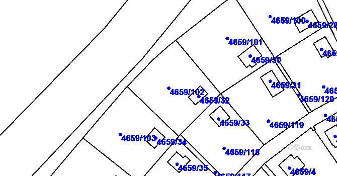 Parcela st. 4659/102 v KÚ Dejvice, Katastrální mapa