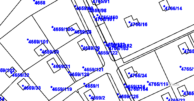 Parcela st. 4659/122 v KÚ Dejvice, Katastrální mapa