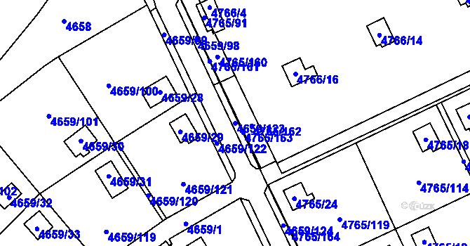Parcela st. 4659/123 v KÚ Dejvice, Katastrální mapa
