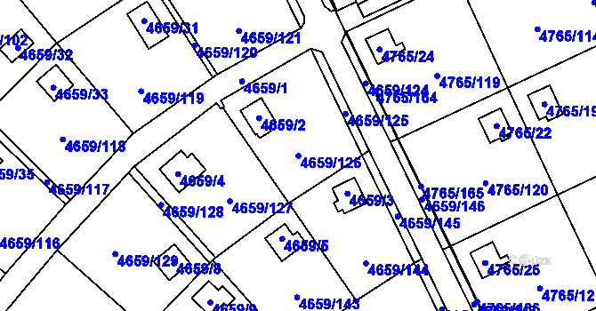 Parcela st. 4659/126 v KÚ Dejvice, Katastrální mapa