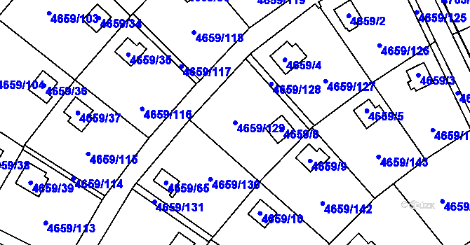 Parcela st. 4659/129 v KÚ Dejvice, Katastrální mapa