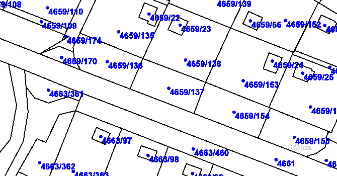Parcela st. 4659/137 v KÚ Dejvice, Katastrální mapa