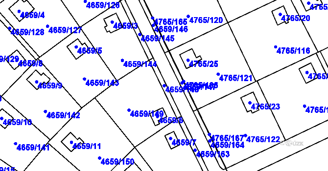 Parcela st. 4659/148 v KÚ Dejvice, Katastrální mapa