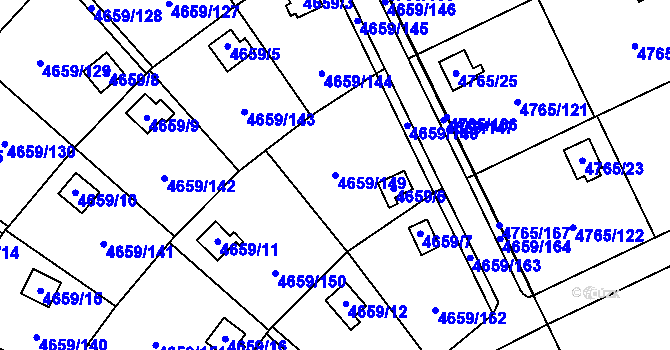 Parcela st. 4659/149 v KÚ Dejvice, Katastrální mapa