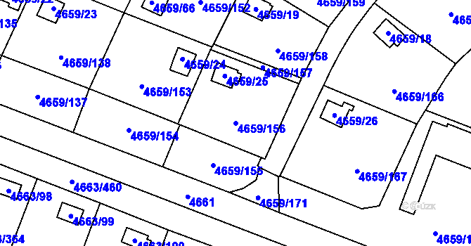 Parcela st. 4659/156 v KÚ Dejvice, Katastrální mapa